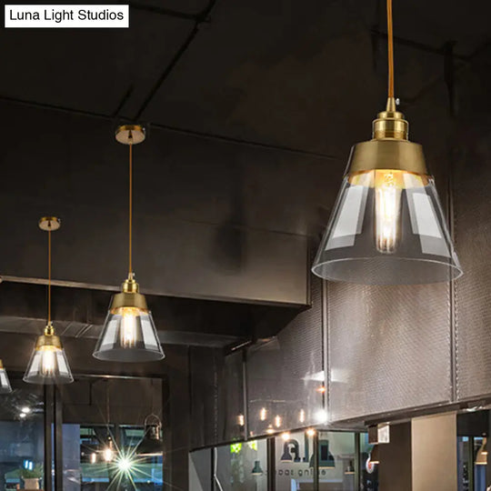 Unique Gold Suspension Pendant With Clear Glass For Restaurants - Postmodern Design / A