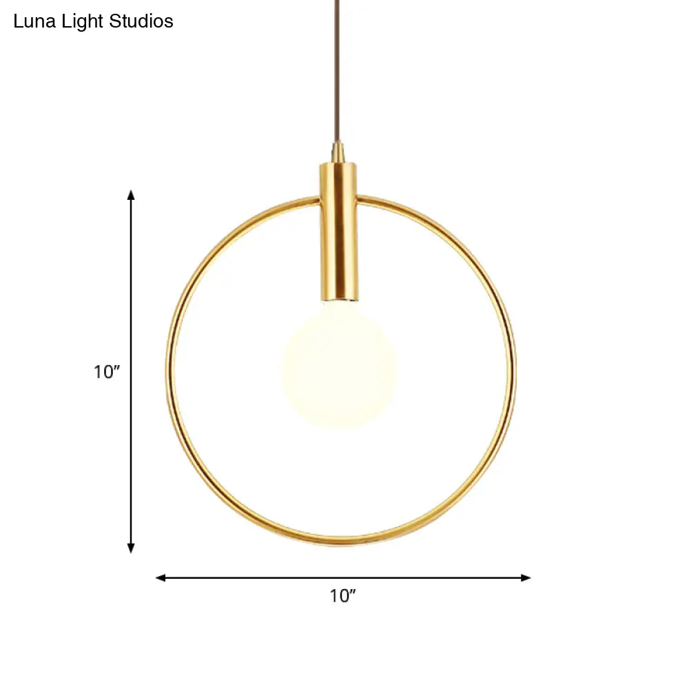 Postmodern Gold Conical/Hoop/Grenade Hanging Lamp - 1-Light Metal/Clear Glass Suspension Pendant