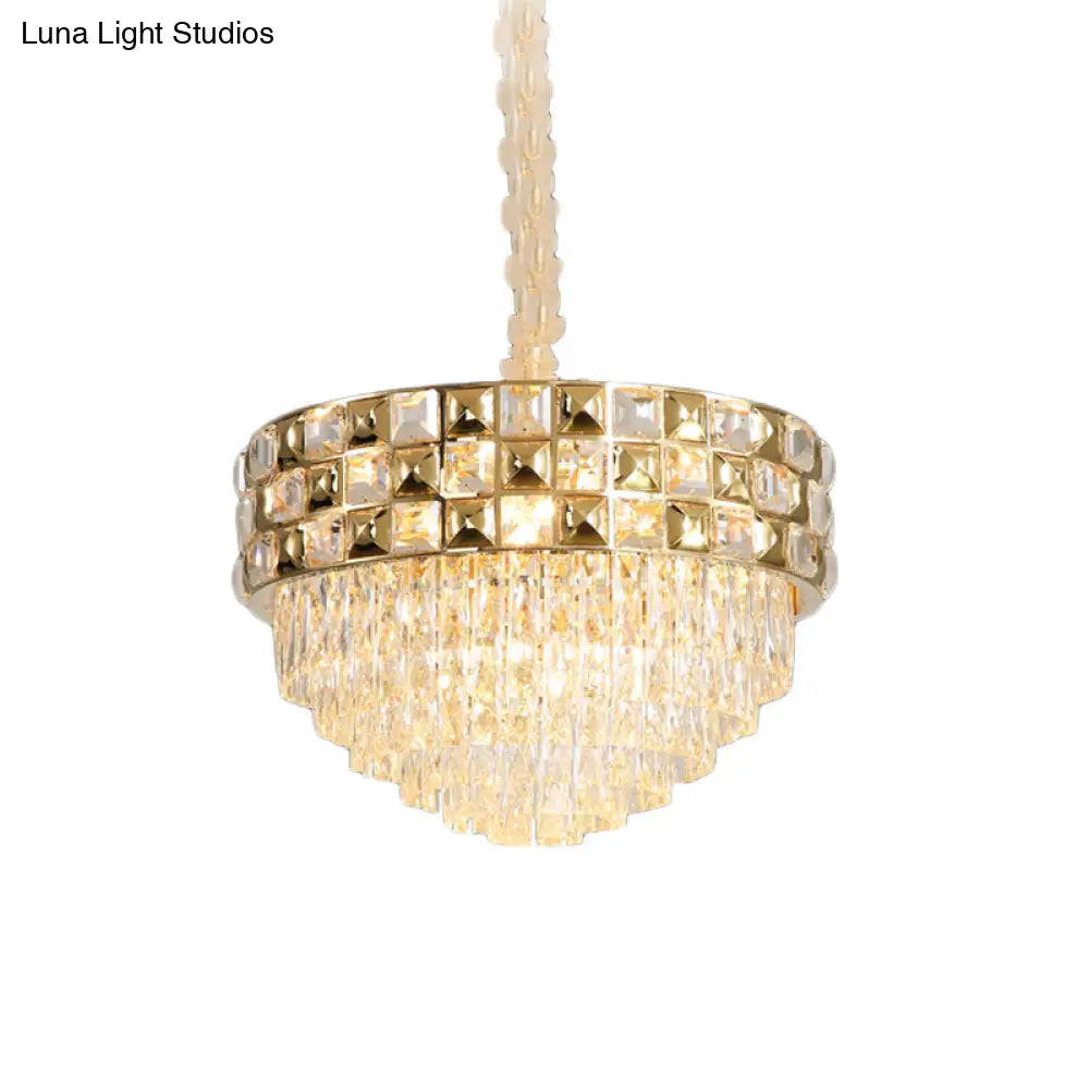 Postmodern Gold Crystal Chandelier With 14-Bulb Pendant Light - Elegant Bedroom Lamp