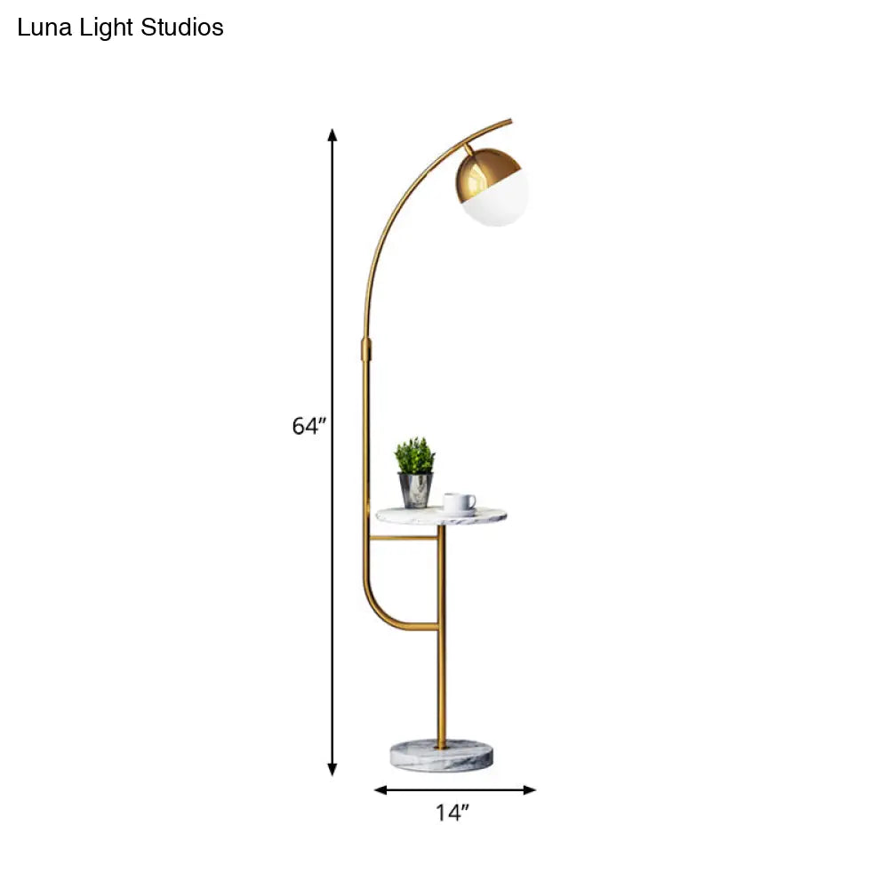 Postmodern Gold Finish Ball Floor Lamp - 1-Light Metallic Standing Light