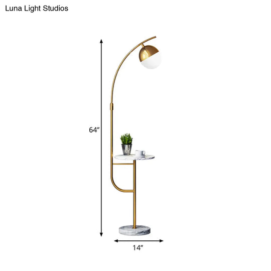 Postmodern Gold Finish Ball Floor Lamp - 1-Light Metallic Standing Light