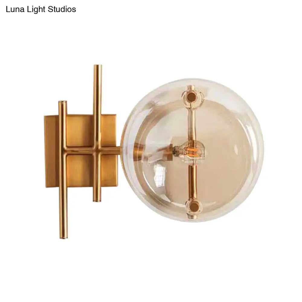 Postmodern Gold Finish Double Ball Glass Wall Sconce For Corners