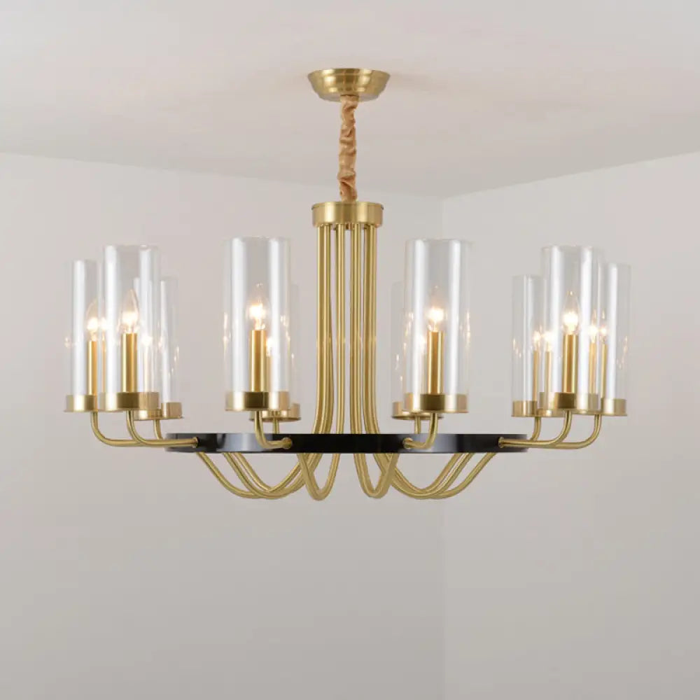 Postmodern Gold Finish Glass Flute Chandelier Ceiling Light For Dining Room 10 /