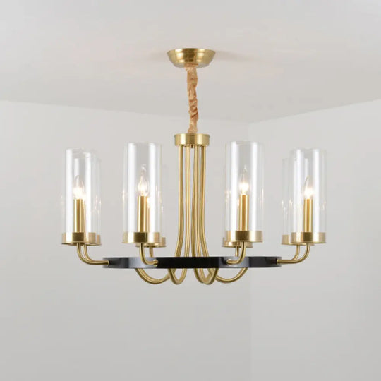 Postmodern Gold Finish Glass Flute Chandelier Ceiling Light For Dining Room 8 /