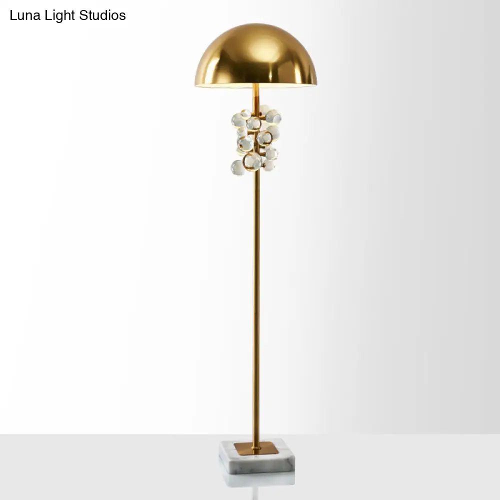 Postmodern Gold Floor Lamp With Crystal Ball Decoration - Metallic Semicircle Lighting