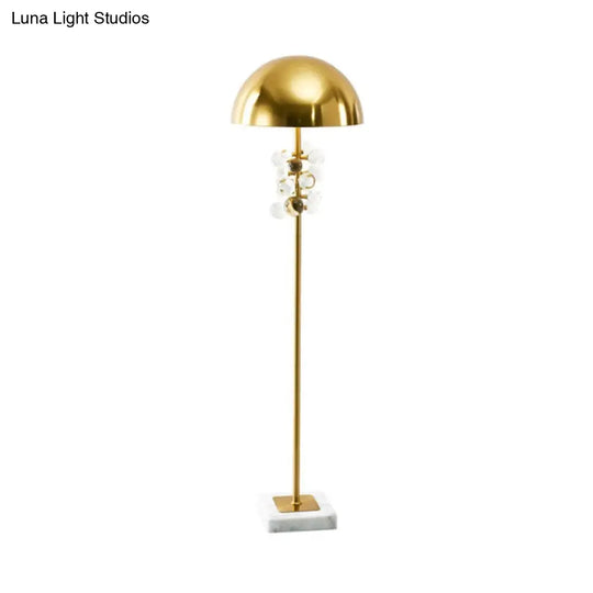 Postmodern Gold Floor Lamp With Crystal Ball Decoration - Metallic Semicircle Lighting