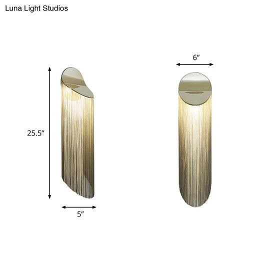 Postmodern Gold Fringed Wall Light Fixture: Single-Bulb Bedside Mounted Lamp