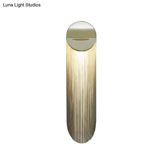 Postmodern Gold Fringed Wall Light Fixture: Single-Bulb Bedside Mounted Lamp