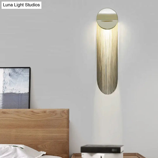 Postmodern Gold Fringed Wall Light Fixture: Single-Bulb Bedside Mounted Lamp