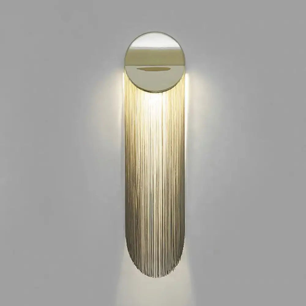 Postmodern Gold Fringed Wall Light Fixture: Single-Bulb Bedside Mounted Lamp