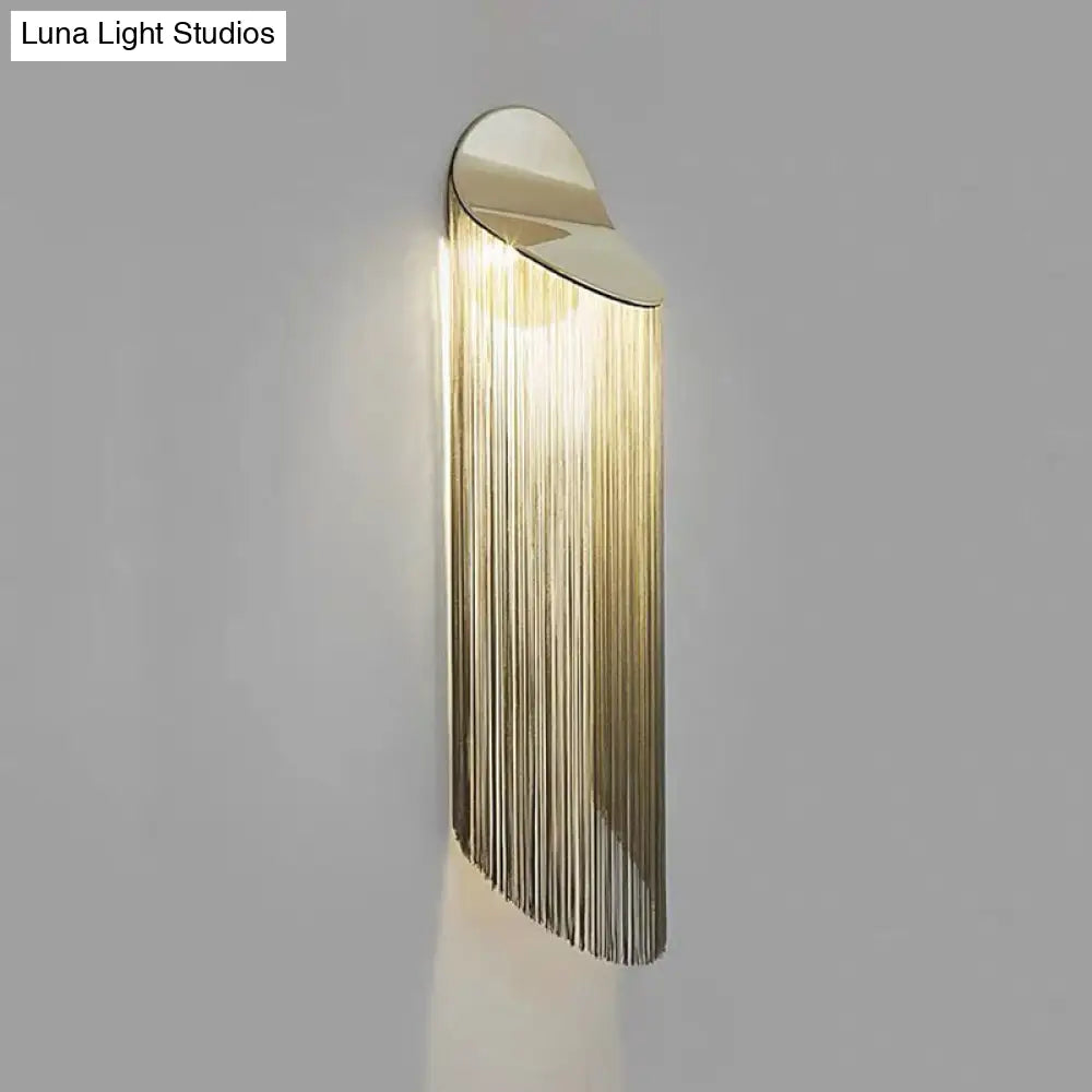 Postmodern Gold Fringed Wall Light Fixture: Single-Bulb Bedside Mounted Lamp