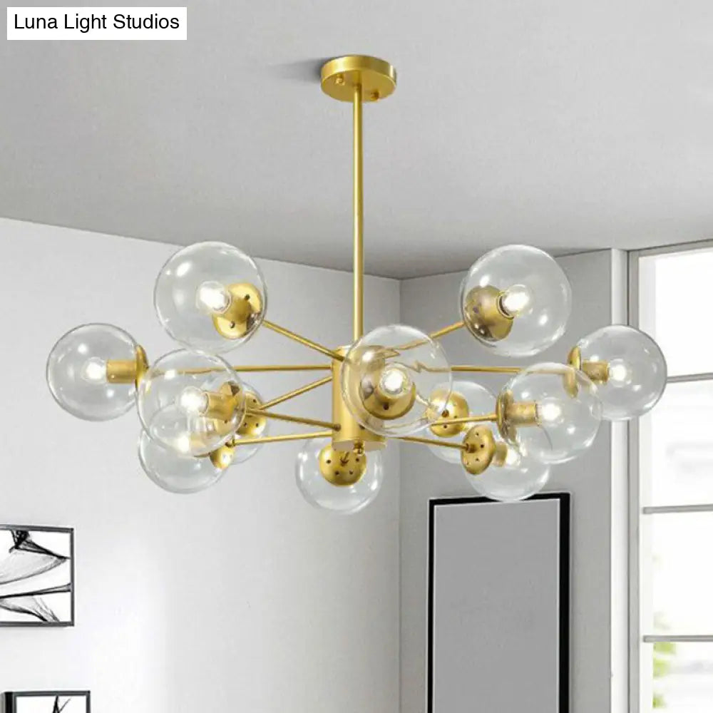 Postmodern Gold Glass Ball Chandelier - Stylish Suspension Lighting For Living Room