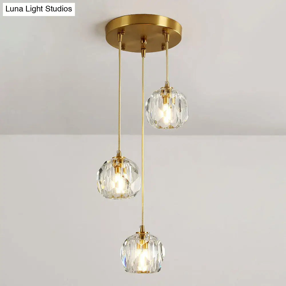 Gold K9 Crystal Pendant Lamp For Stairway Decor 3 /