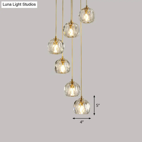 Gold K9 Crystal Pendant Lamp For Stairway Decor 6 /