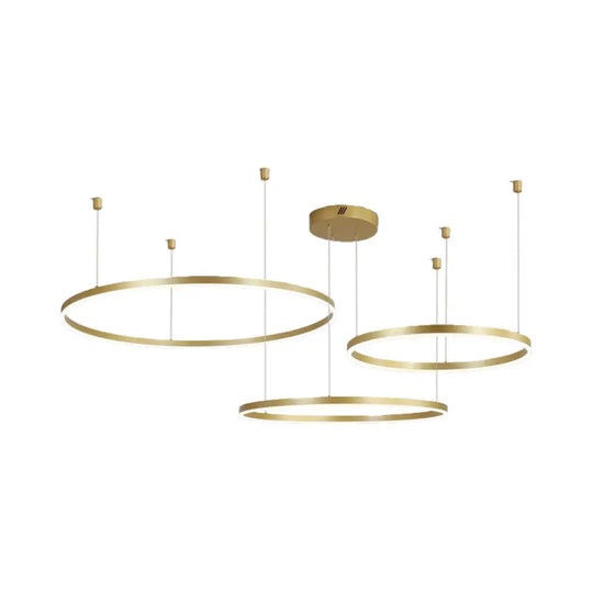 Postmodern Gold Led Hoop Chandelier - 3/4/5 Tiers Ideal For Living Room / 3