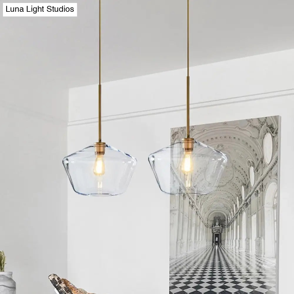 Postmodern Gold Pendant Light: Clear Glass Restaurant Hanging Ceiling Fixture