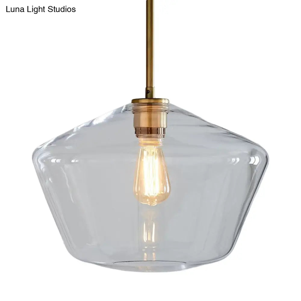 Postmodern Gold Pendant Light: Clear Glass Restaurant Hanging Ceiling Fixture