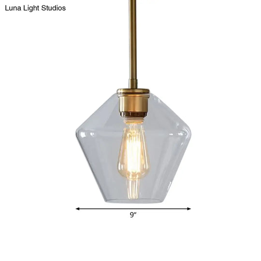 Postmodern Gold Pendant Light: Clear Glass Restaurant Hanging Ceiling Fixture