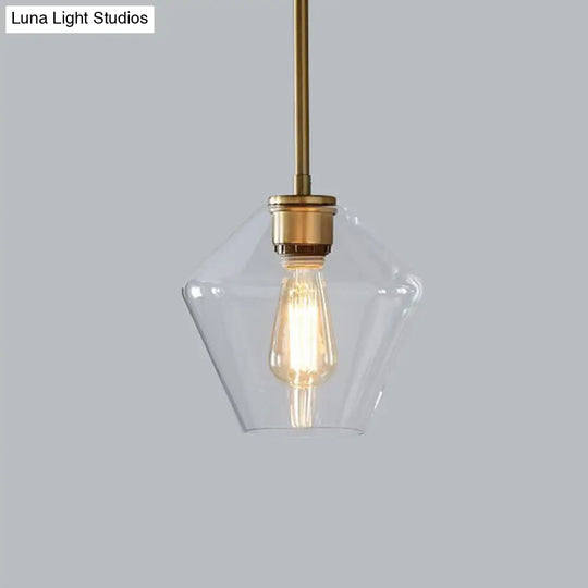 Postmodern Gold Pendant Light: Clear Glass Restaurant Hanging Ceiling Fixture