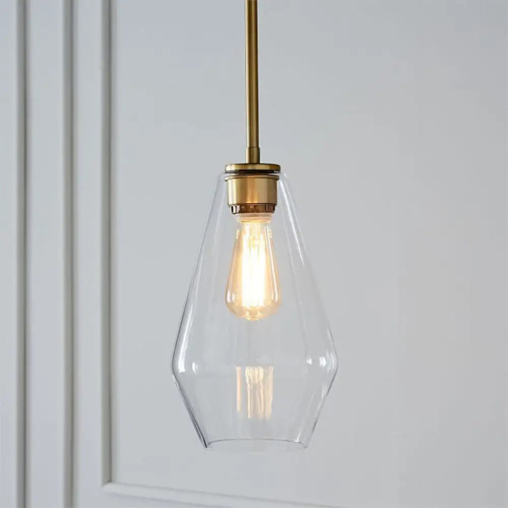 Postmodern Gold Pendant Light: Clear Glass Restaurant Hanging Ceiling Fixture / B