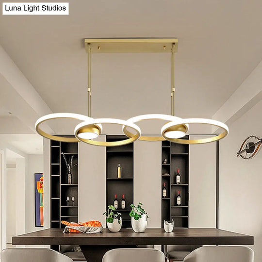 Postmodern Gold Ring Island Pendant Light Fixture Metal Led Kit With Warm/White