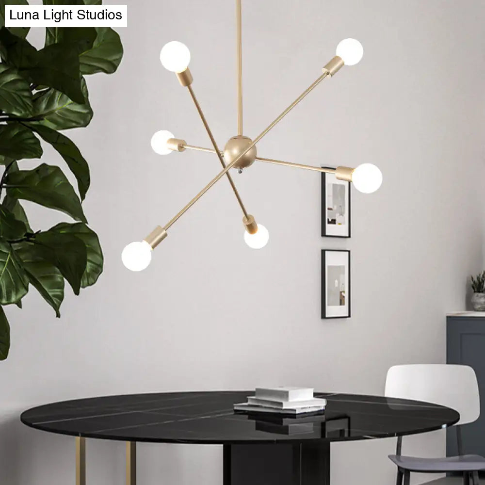 Postmodern Gold Sputnik Chandelier - 6/8 Bulbs Ceiling Light Suspension