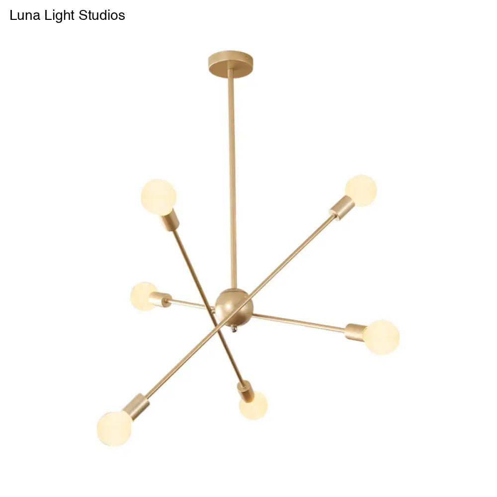 Postmodern Gold Sputnik Chandelier - 6/8 Bulbs Ceiling Light Suspension