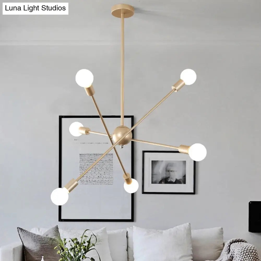 Postmodern Gold Sputnik Chandelier - 6/8 Bulbs Ceiling Light Suspension