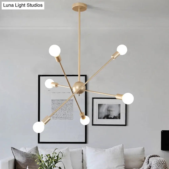 Postmodern Gold Sputnik Chandelier With 6/8 Bulbs – Stylish Metal Ceiling Suspension Lamp