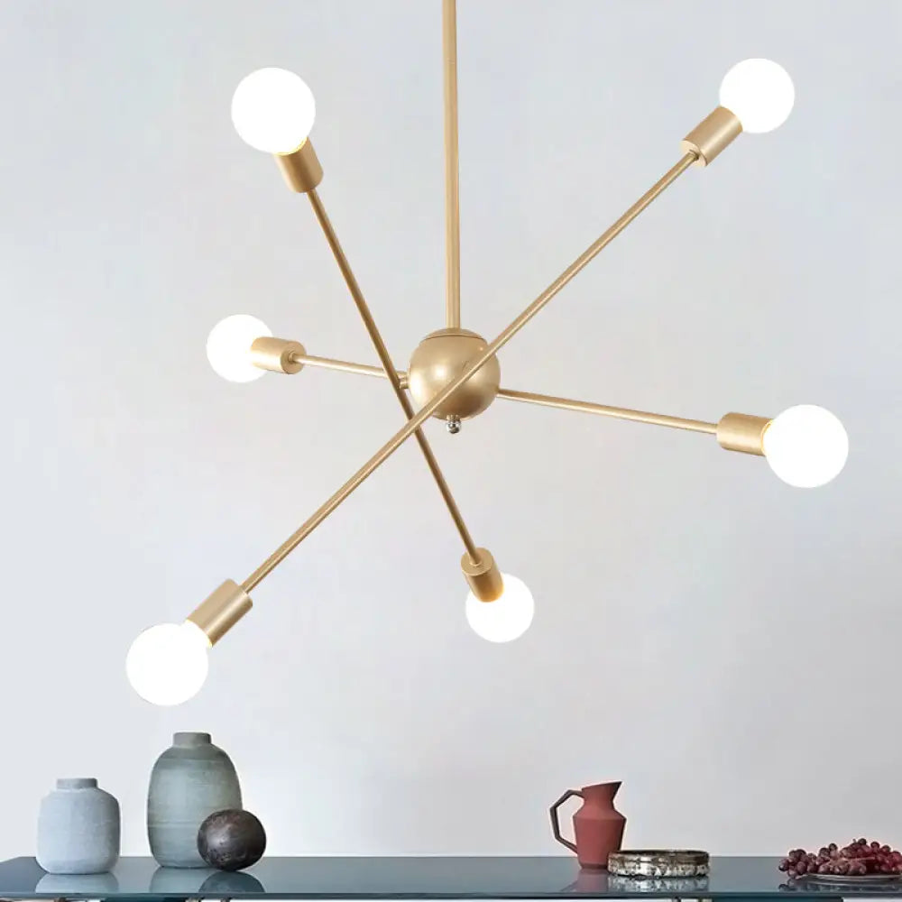 Postmodern Gold Sputnik Chandelier With 6/8 Bulbs – Stylish Metal Ceiling Suspension Lamp 6 /