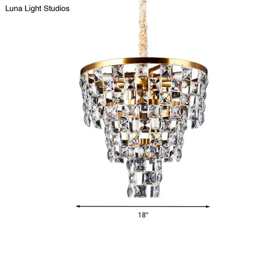 Postmodern Gold Tapered Chandelier With K9 Crystal Ceiling Suspension - 8/11 Lights