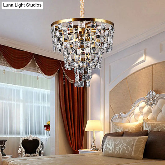 Postmodern Gold Tapered Chandelier With K9 Crystal Ceiling Suspension - 8/11 Lights