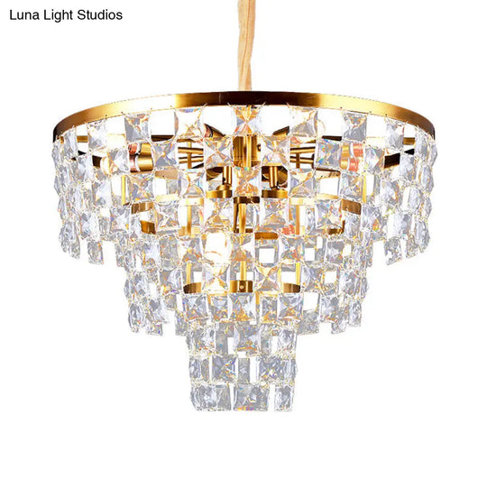 Postmodern Gold Tapered Chandelier With K9 Crystal Ceiling Suspension - 8/11 Lights