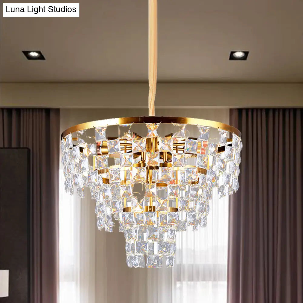 Postmodern Gold Tapered Chandelier With K9 Crystal Ceiling Suspension - 8/11 Lights