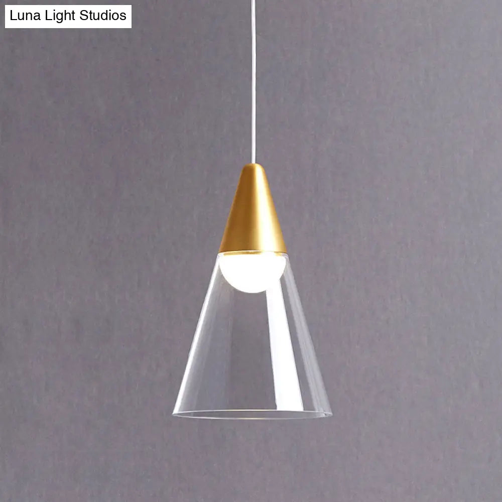 Postmodern Gold Tapered Pendant Lamp With Smoke Gray Glass - Ceiling Light 1 Bulb