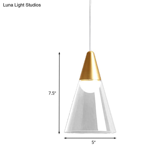 Postmodern Gold Tapered Pendant Lamp With Smoke Gray Glass - Ceiling Light 1 Bulb