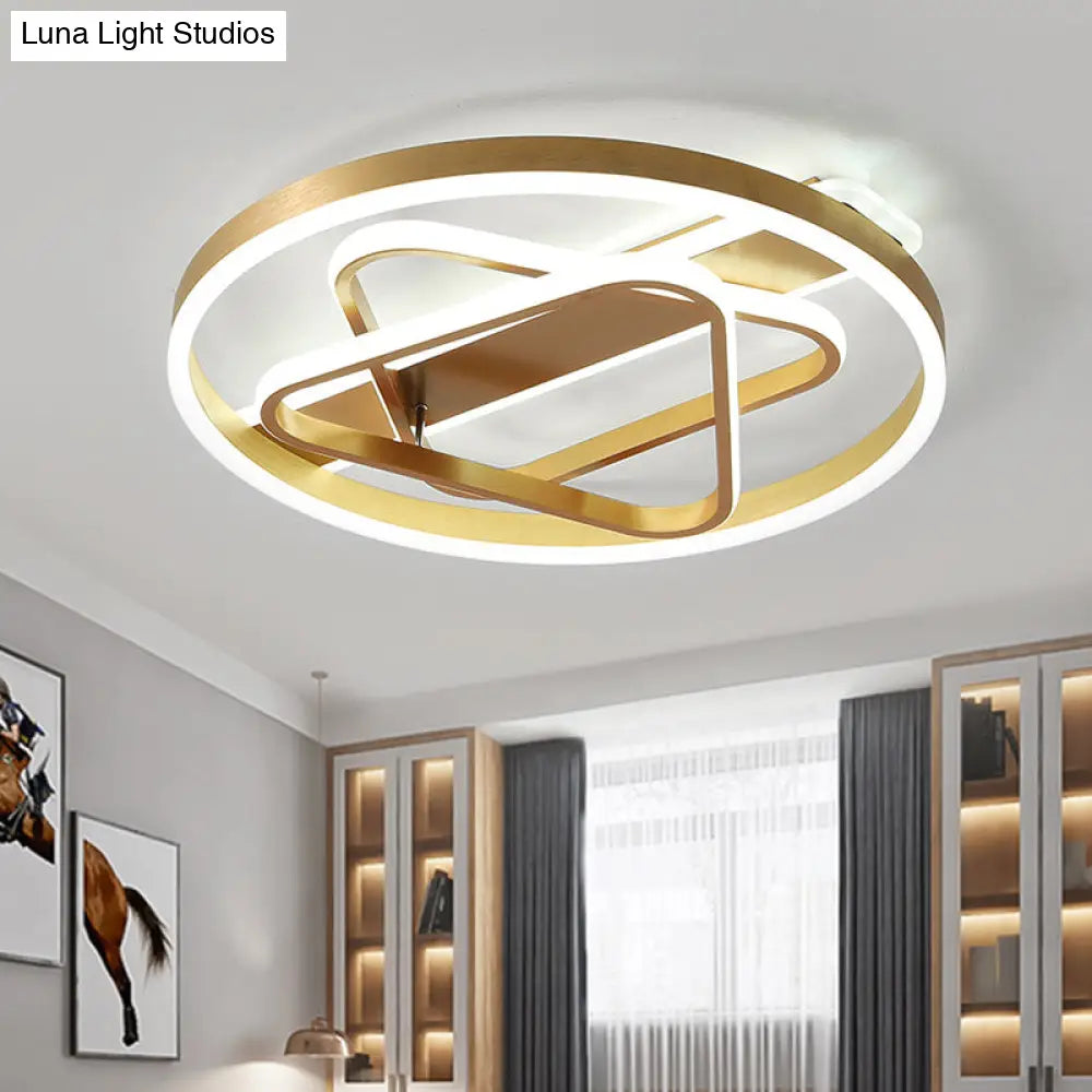 Postmodern Gold Triangle Acrylic Led Ceiling Light - Warm White/Remote Dimming