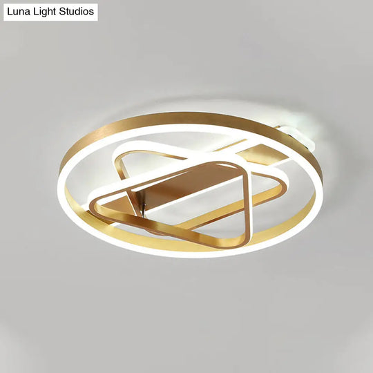 Postmodern Gold Triangle Acrylic Led Ceiling Light - Warm White/Remote Dimming /