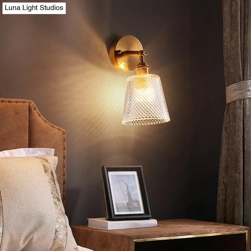 Postmodern Gold Wall Lamp With Tapered Adjustable Sconce Lighting For Bedroom