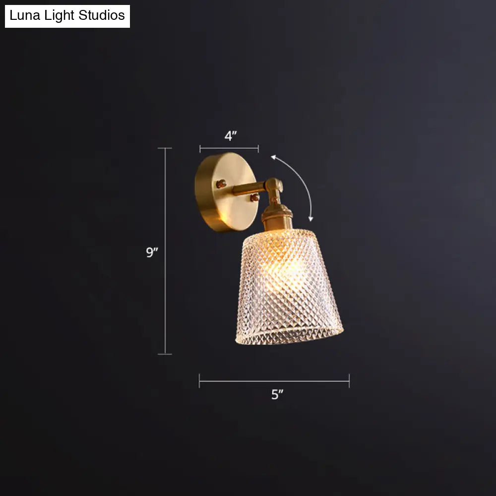 Postmodern Gold Wall Lamp With Tapered Adjustable Sconce Lighting For Bedroom