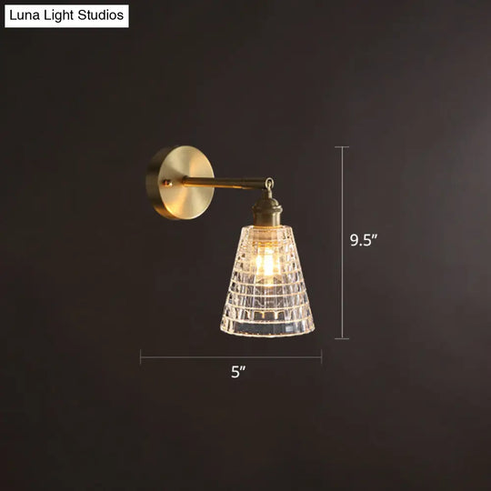 Postmodern Gold Wall Lamp With Tapered Adjustable Sconce Lighting For Bedroom