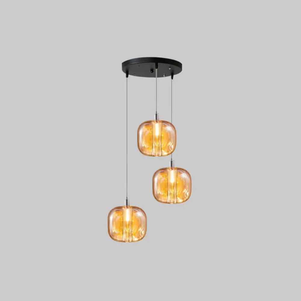 Postmodern Hand Blown Ceiling Hanging Pendant Light 3 / Amber Lighting