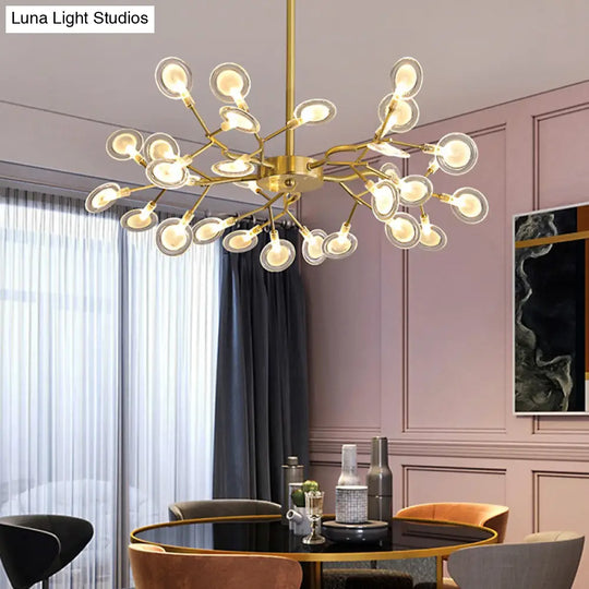 Postmodern Heracleum Chandelier Lamp: Blown Glass 30 Bulbs Living Room Pendant Light