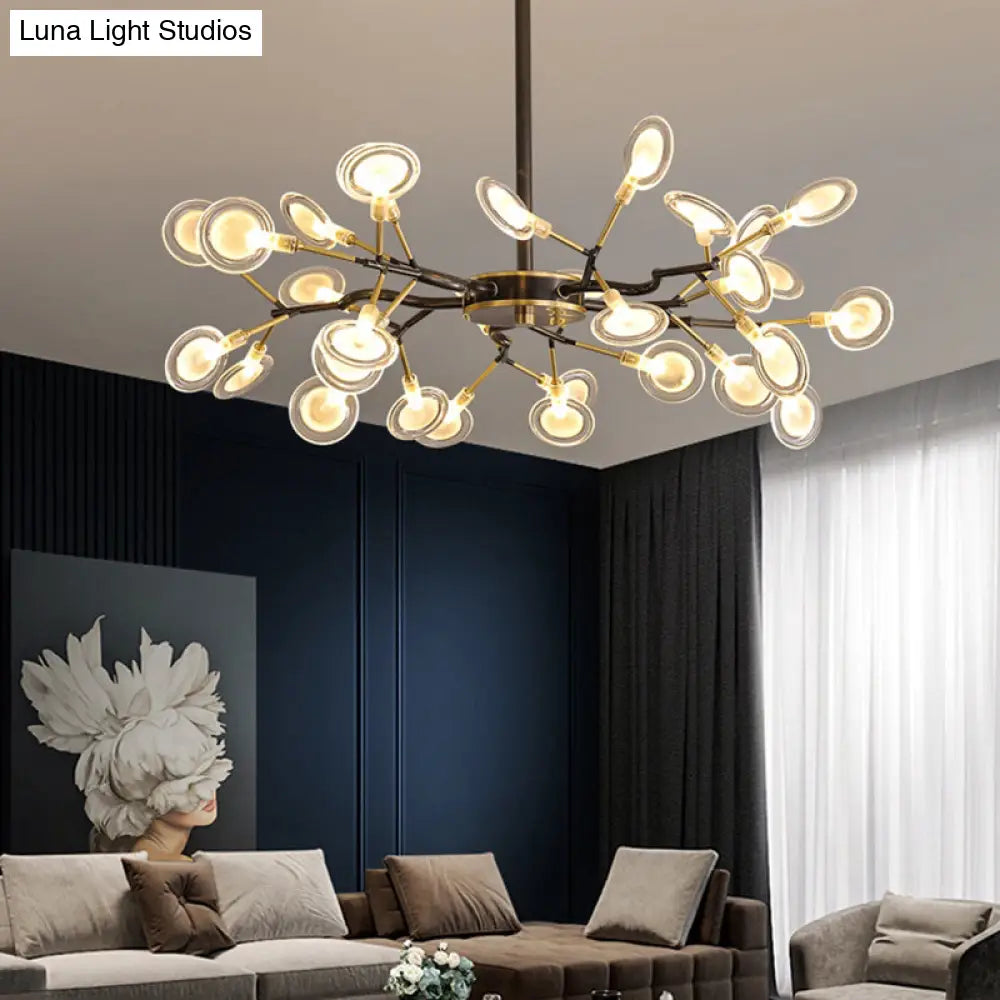 Postmodern Heracleum Chandelier Lamp: Blown Glass 30 Bulbs Living Room Pendant Light