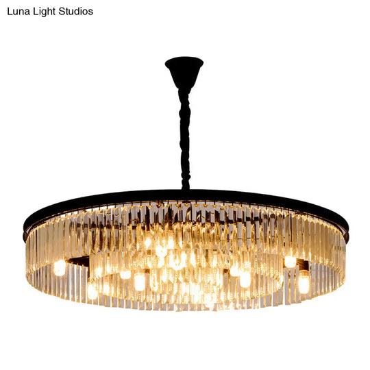 Postmodern K9 Strip Crystal Ceiling Chandelier - Drum Shaped Ideal For Living Room Lighting