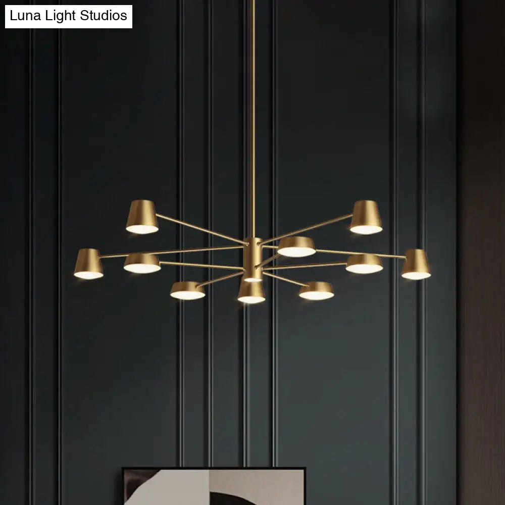Brass Conical Led Chandelier: Stylish Postmodern Suspension Light For Living Room 10 /