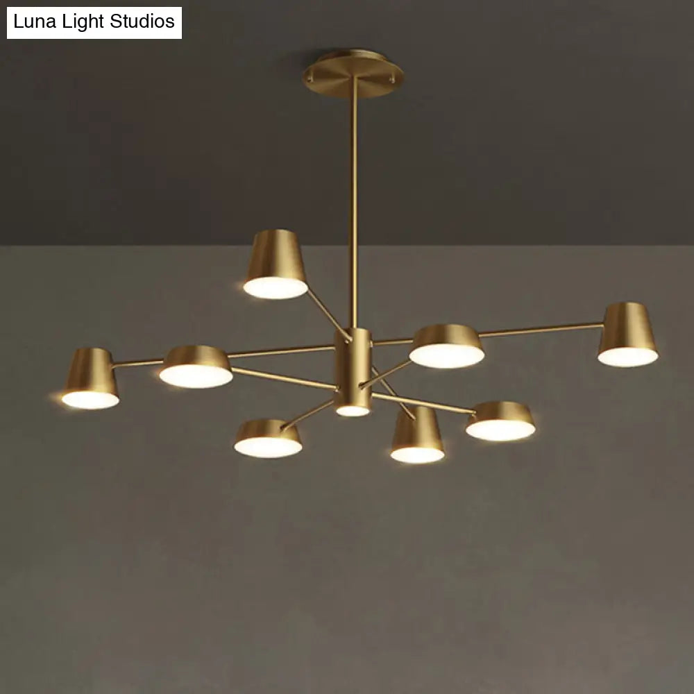 Brass Conical Led Chandelier: Stylish Postmodern Suspension Light For Living Room 8 /