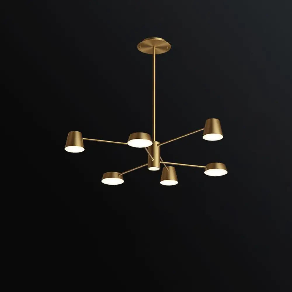 Postmodern Led Brass Chandelier - Conical Metal Pendant Light For Living Room Suspension 6 /