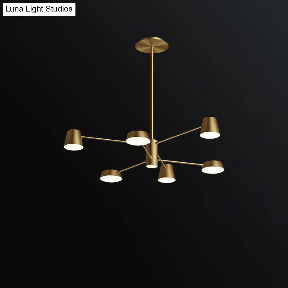 Brass Conical Led Chandelier: Stylish Postmodern Suspension Light For Living Room 6 /