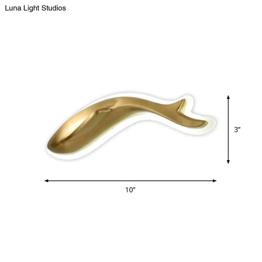 Postmodern Led Brass Fish Flush Wall Sconce 10/12 Wide